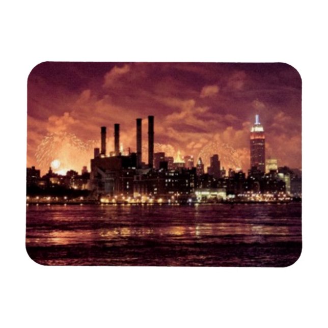 Fourth of July Fireworks behind Manhattan Magnet (Horizontal)