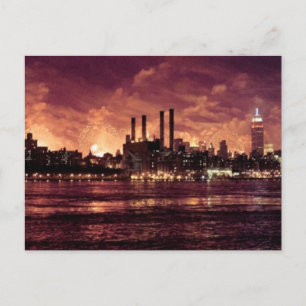 Fourth of July Fireworks behind Manhattan Postcard