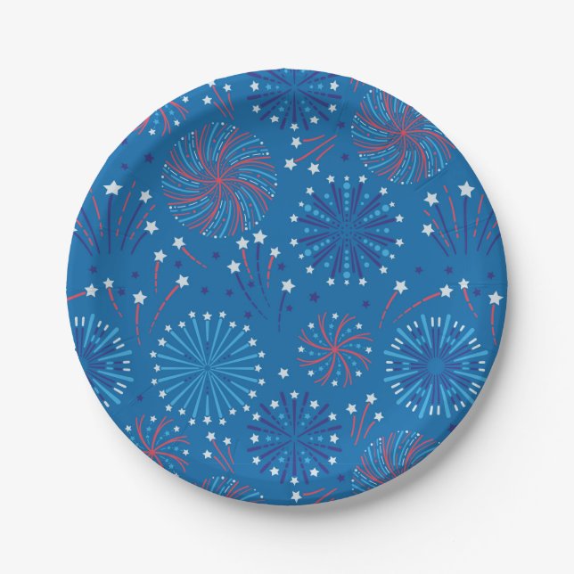 Fourth of July Fireworks  Paper Plate (Front)