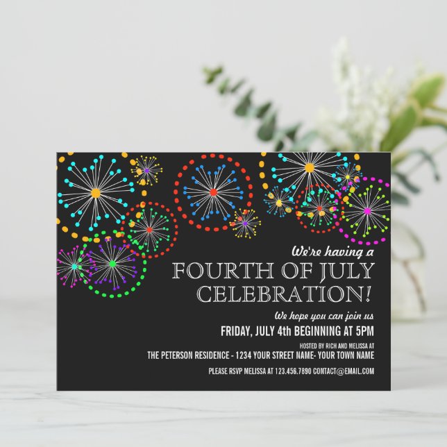Fourth of July Fireworks Party Invitations (Standing Front)