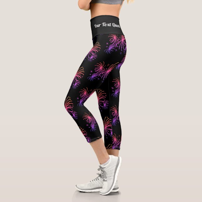 Fourth of July Fireworks Quote  Capri Leggings (Left)