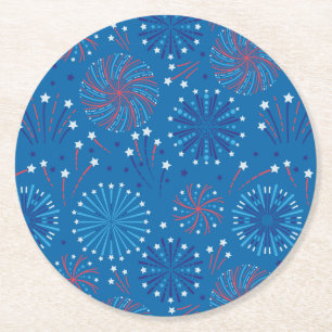 Fourth of July Fireworks  Round Paper Coaster