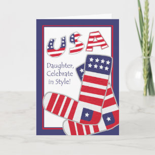 Fourth of July for Daughter, Patriotic Socks Card
