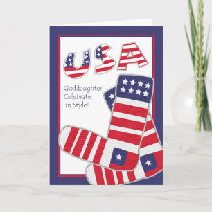 Fourth of July for Goddaughter Patriotic Socks Card