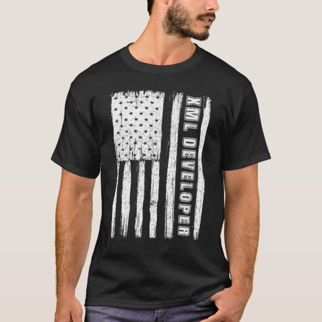 Fourth of July  for Men American Flag xml develope T-Shirt (Front)