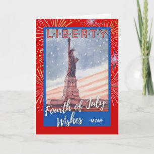 Fourth of July for Mum Retro Statue of Liberty Card