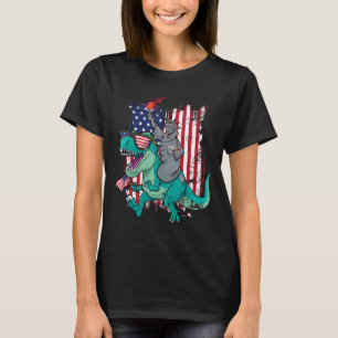 Fourth Of July Funny Statue Of Liberty Riding Dino T-Shirt