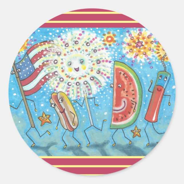 FOURTH OF JULY GANG & FIREWORKS STICKERS *Sheet (Front)