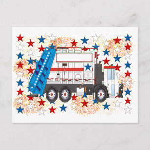 Fourth of July Garbage Truck Postcard