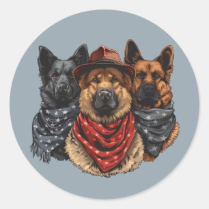 Fourth Of July German Shepherd Dogs Classic Round Sticker