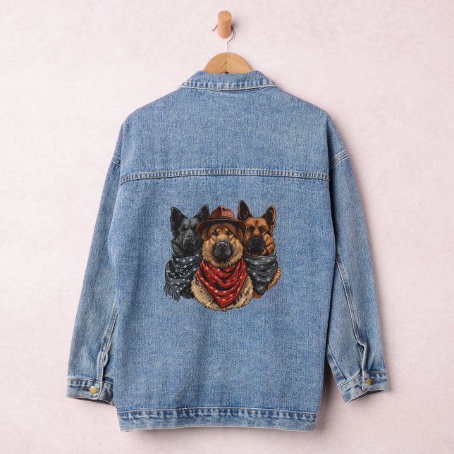 Fourth Of July German Shepherd Dogs Denim Jacket (Hangar)