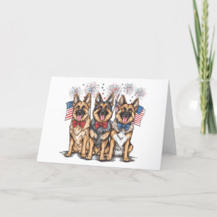 Fourth Of July German Shepherd Dogs Holiday Card