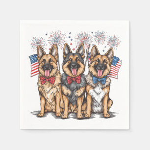 Fourth Of July German Shepherd Dogs Napkin