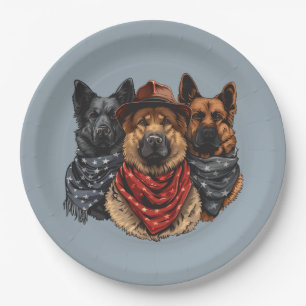 Fourth Of July German Shepherd Dogs Paper Plate