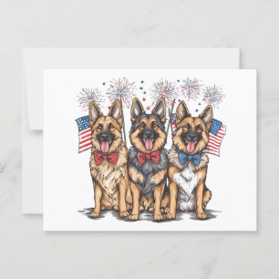 Fourth Of July German Shepherd Dogs Postcard