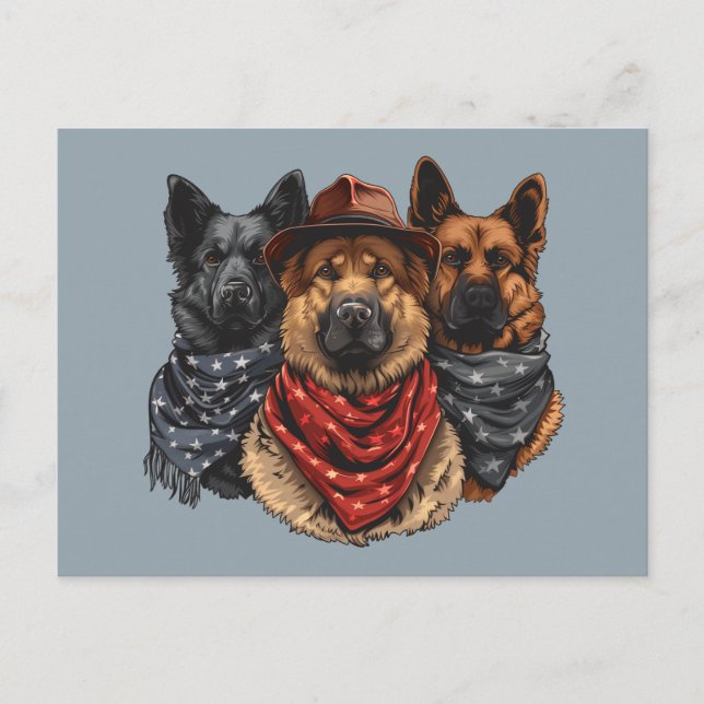 Fourth Of July German Shepherd Dogs Postcard (Front)