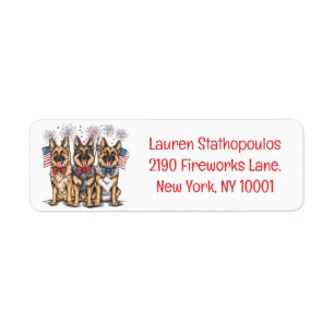 Fourth Of July German Shepherd Dogs Return Address Label