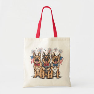 Fourth Of July German Shepherd Dogs Tote Bag
