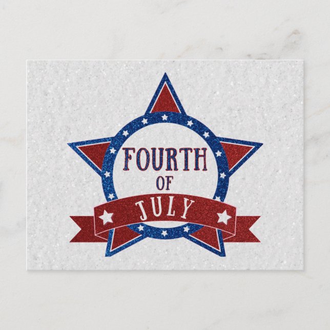 Fourth Of July Glitter Postcard (Front)