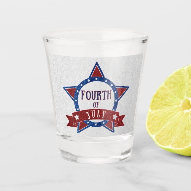 Fourth Of July Glitter Shot Glass (Front)