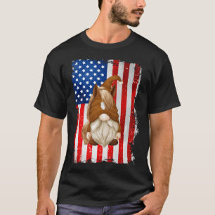 Fourth Of July Gnome Graphic Patriotic Horse Ameri T-Shirt