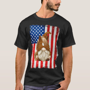 Fourth Of July Gnome Graphic Patriotic Horse Ameri T-Shirt