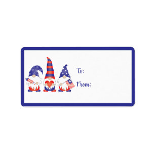 Fourth Of July Gnomes Red White Blue Label