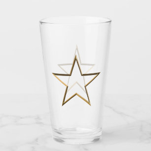 Fourth of July gold patriotic star clear drinking Glass