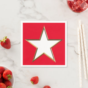 Fourth of July gold red white patriotic star paper Napkin