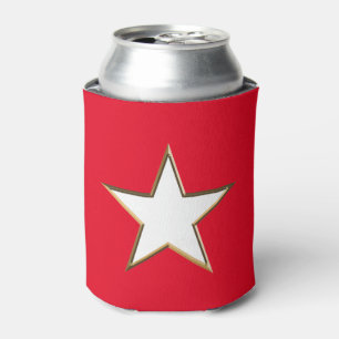 Fourth of July gold white red star Can Cooler