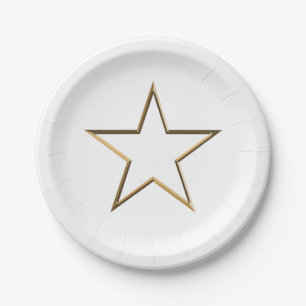 Fourth of July gold white star patriotic Paper Plate