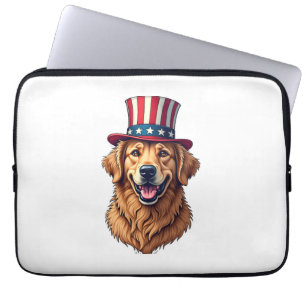 Fourth of July Golden Retriever Vintage Shirt 4 Laptop Sleeve