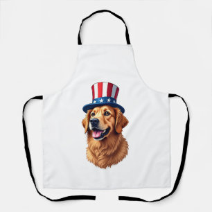 Fourth of July Golden Retriever Vintage Shirt Apron