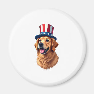 Fourth of July Golden Retriever Vintage Shirt Magnet