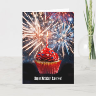 Fourth of July Happy Birthday American Fireworks Card