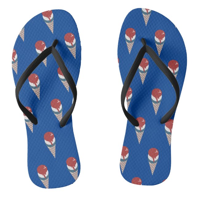 Fourth of July Ice Cream Cone Pattern Thongs (Footbed)