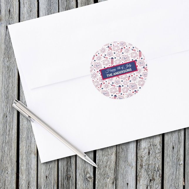 Fourth of July Independence Day BBQ Celebration Classic Round Sticker (Creator Uploaded)