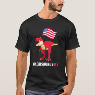 Fourth Of July Kids Cute T-Rex Dinosaur American F T-Shirt