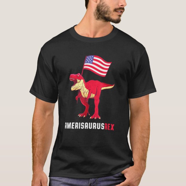 Fourth Of July Kids Cute T-Rex Dinosaur American F T-Shirt (Front)