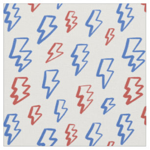 Fourth of July Lightning Bolt Boys White Blue Red Fabric