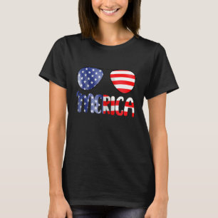 Fourth Of July Merica Flag Sunglasses Vintage Amer T-Shirt