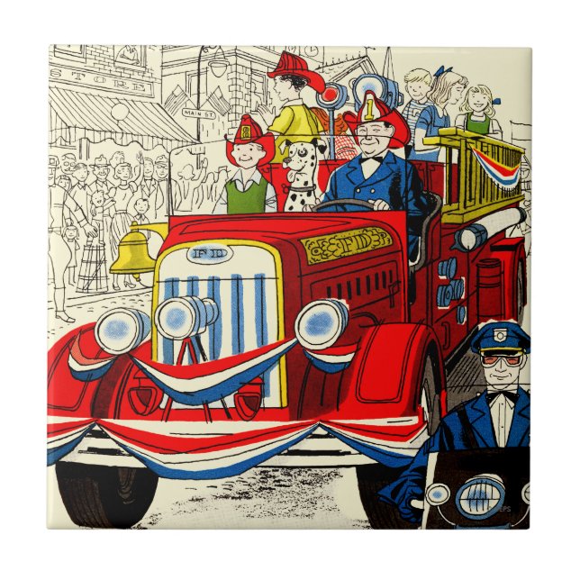 Fourth of July Parade Ceramic Tile (Front)