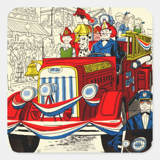 Fourth of July Parade Square Sticker (Front)