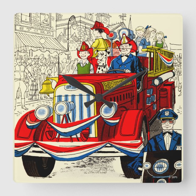 Fourth of July Parade Square Wall Clock (Front)