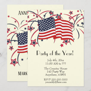 Fourth of July Party Invitations Yellow