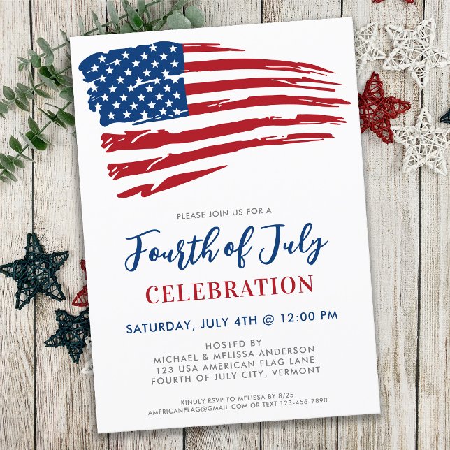 Fourth Of July Party Patriotic USA American Flag Invitation (Creator Uploaded)