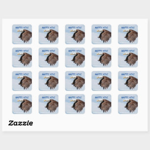 Fourth of July party stickers featuring Bald Eagle