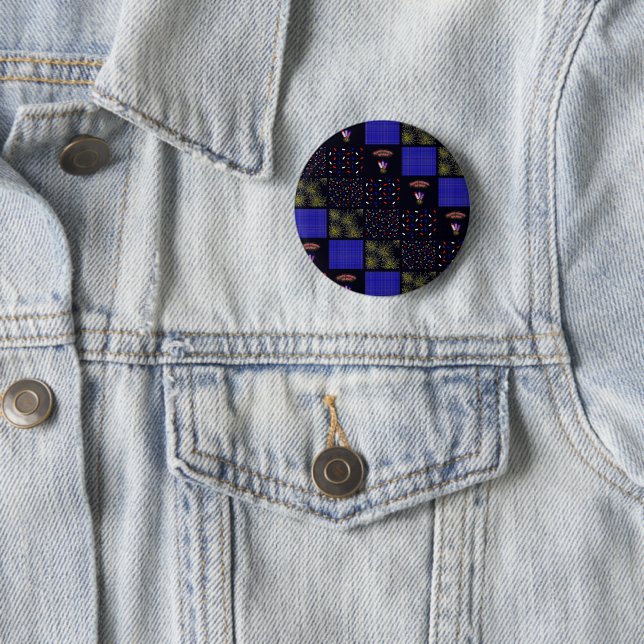 Fourth of July Patchwork Pattern - July 4th 6 Cm Round Badge (In Situ)