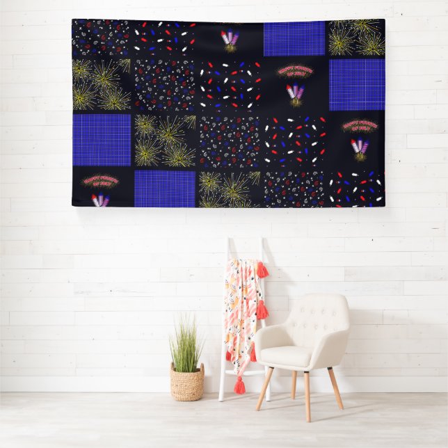 Fourth of July Patchwork Pattern - July 4th Banner (Insitu)