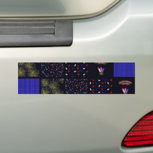 Fourth of July Patchwork Pattern - July 4th Bumper Sticker